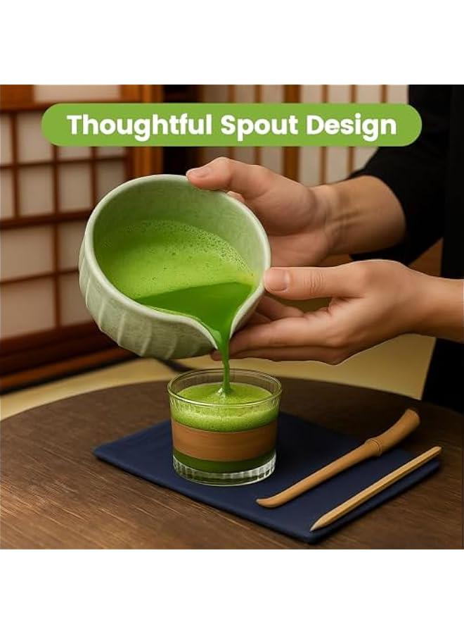 عربست فاريلين-اكس مجموعة خفاقة ماتشا، مجموعة شاي ياباني (5 قطع) تتضمن وعاء ماتشا مع فوهة (19 اونصة) ومضرب من الخيزران ومغرفة ماتشا وحامل خفاقة ماتشا (حامل تشاسين)، منخل من الستانلس ستيل، مجموعة ماشا - Image 4