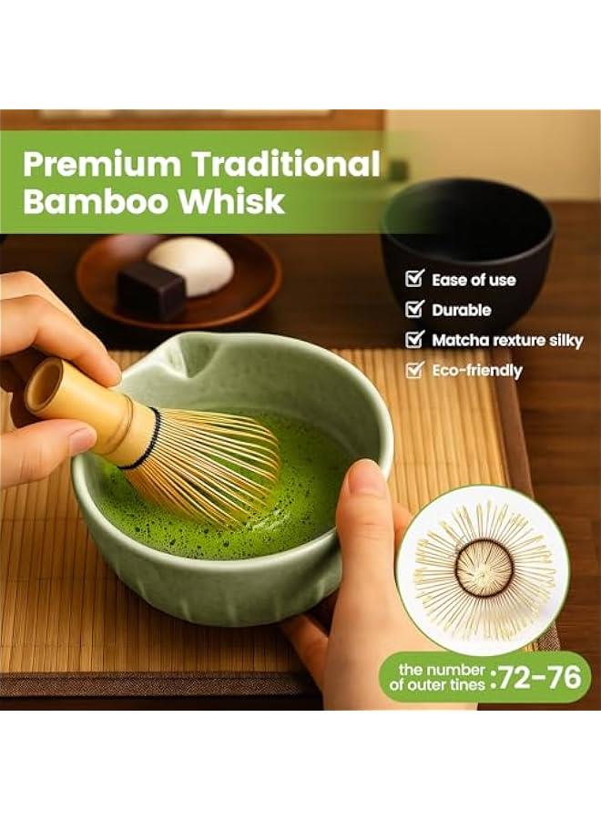 عربست فاريلين-اكس مجموعة خفاقة ماتشا، مجموعة شاي ياباني (5 قطع) تتضمن وعاء ماتشا مع فوهة (19 اونصة) ومضرب من الخيزران ومغرفة ماتشا وحامل خفاقة ماتشا (حامل تشاسين)، منخل من الستانلس ستيل، مجموعة ماشا - Image 5