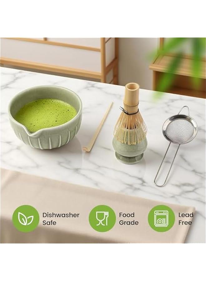 عربست فاريلين-اكس مجموعة خفاقة ماتشا، مجموعة شاي ياباني (5 قطع) تتضمن وعاء ماتشا مع فوهة (19 اونصة) ومضرب من الخيزران ومغرفة ماتشا وحامل خفاقة ماتشا (حامل تشاسين)، منخل من الستانلس ستيل، مجموعة ماشا - Image 3