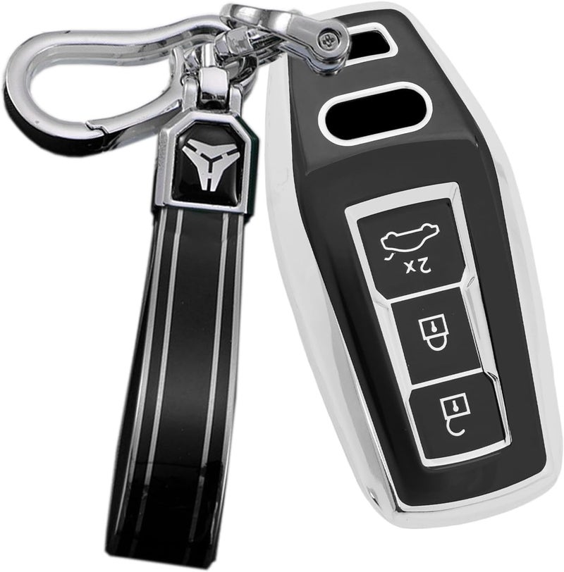 ontto TPU Car Key Fob Cover for Audi A5 S5 A6 S6 Q5 SQ5 Q6 SQ6 (2025 Onwards) - Black - Image 1