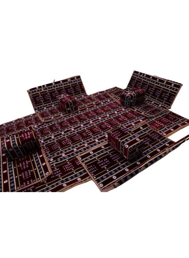 سمارت هوم مجموعة جلوس أرضية تراثية مكونة من 9 قطع مناسبة للسفر والرحلات  البرية والحديقة  , طقم فرشة تخييم ارضية مع اربع مراكى و 4 كراسي  وبساط من القماش عالي الجودة يكفي ل 8 أشخاص - Image 2