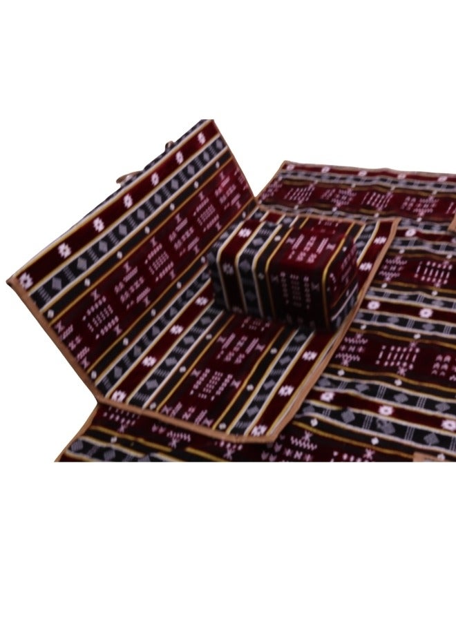 سمارت هوم مجموعة جلوس أرضية تراثية مكونة من 9 قطع مناسبة للسفر والرحلات  البرية والحديقة  , طقم فرشة تخييم ارضية مع اربع مراكى و 4 كراسي  وبساط من القماش عالي الجودة يكفي ل 8 أشخاص - Image 3