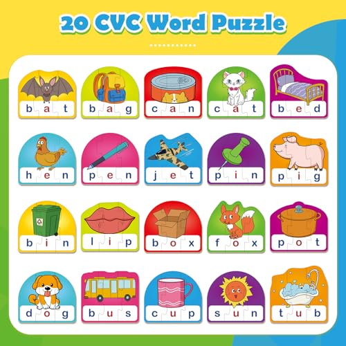 HugHush CVC Puzzle Cards for Kids Toddler Speech Therapy Toys 3 Letter Word Puzzle Reading Spelling Game Preschool Classroom Must Have - Image 5