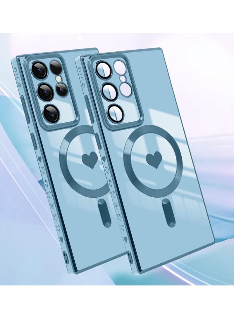 Color Fans - جراب مغناطيسي لهاتف Samsung Galaxy S23 Ultra يدعم الشحن Magsafe مطلي بالكهرباء أنيق ومضاد للصدمات جراب هاتف رفيع أزرق - Image 1