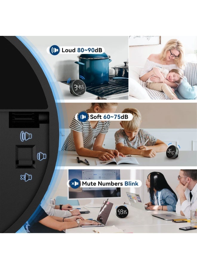 Hayat Comfort Digital Kitchen Timer, Large LED Display Magnetic Timer, Adjustable Volume Visual Countdown for Cooking Teaching Study, Productivity Timer, Suitable(Black) - Image 4