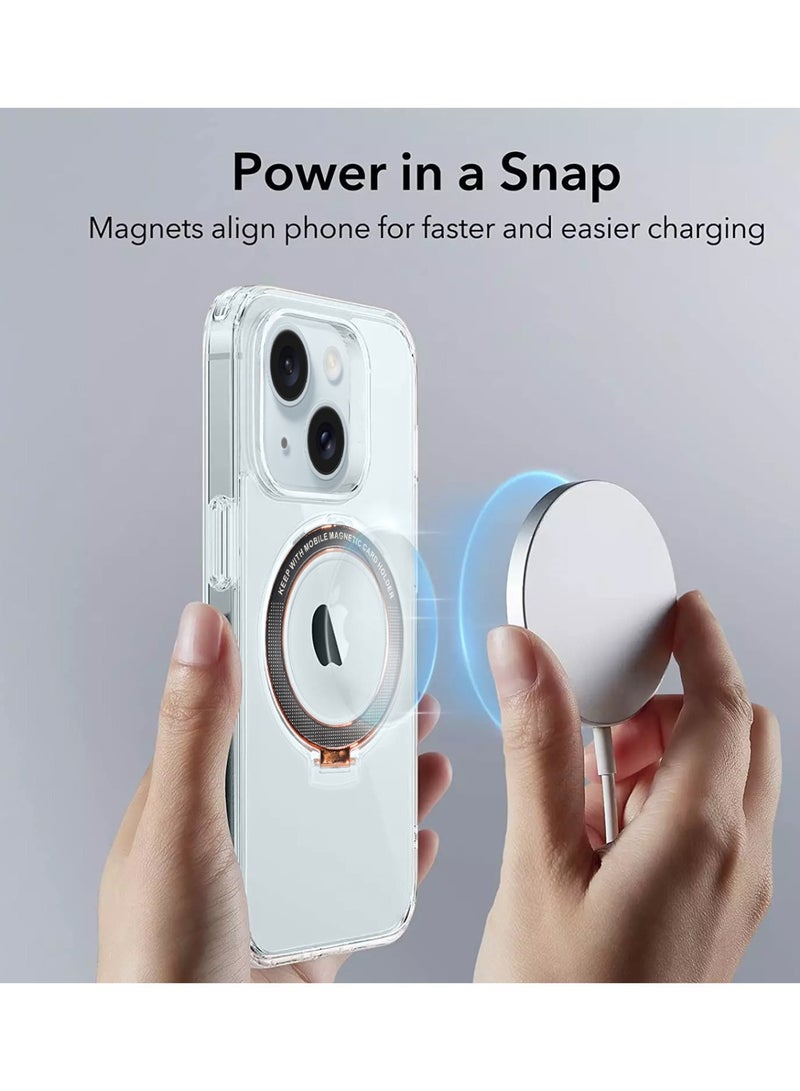 Techie Soft TPU Magnetic Mag Stand Ring Holder Case Cover for Apple iPhone 15 Plus – Clear - Image 3