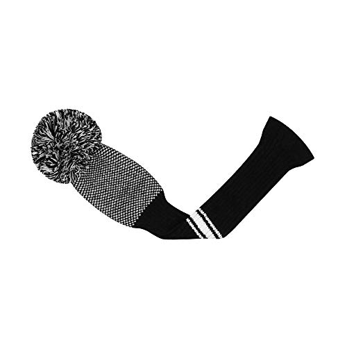 Scott Edward Knit Golf Club Cover with a Pom Set of 5 Orderly Black and White Dot Head Covers Protect Driver Wood(460cc)*1 Fairway Wood*2 and Hybrid/UT*2 with Rotating Club Number Tags - Image 4