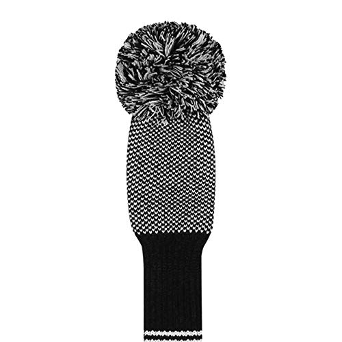Scott Edward Knit Golf Club Cover with a Pom Set of 5 Orderly Black and White Dot Head Covers Protect Driver Wood(460cc)*1 Fairway Wood*2 and Hybrid/UT*2 with Rotating Club Number Tags - Image 5