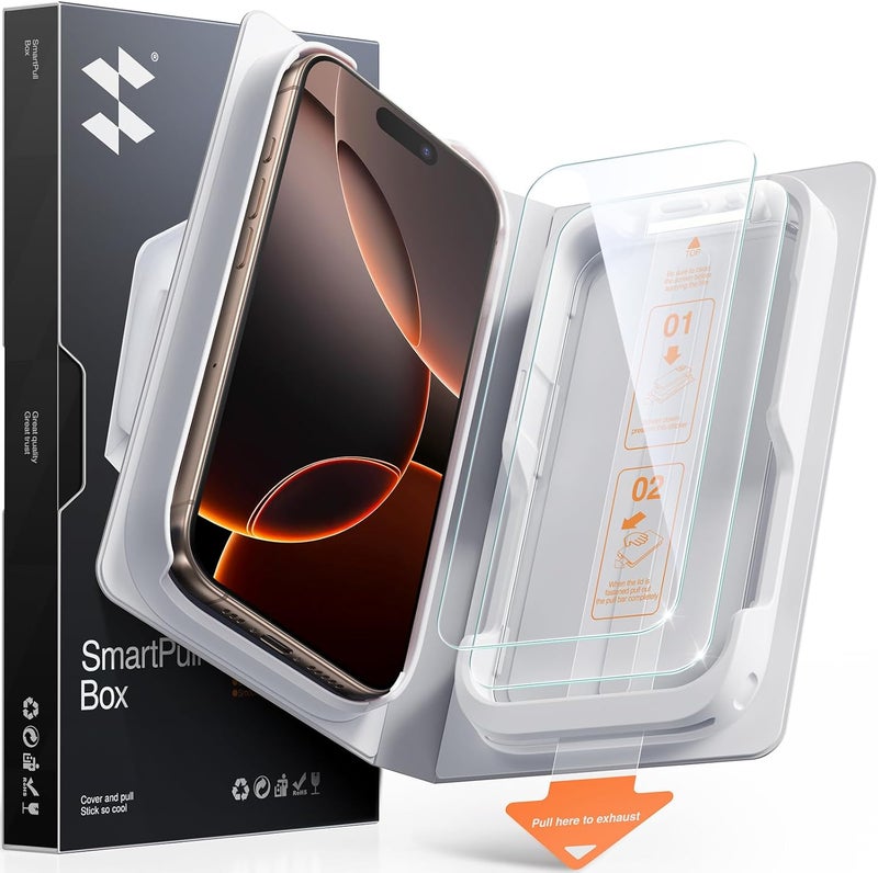 سمارت ديفل حزمة من 2 زجاج مقسى لـ iPhone 16 Pro Max، واقي شاشة عالي الوضوح كريستال، صلابة 9H، حماية من السقوط بدرجة عسكرية، خالٍ من الفقاعات وسهل التركيب، تصميم متوافق مع الحافظات - Image 1