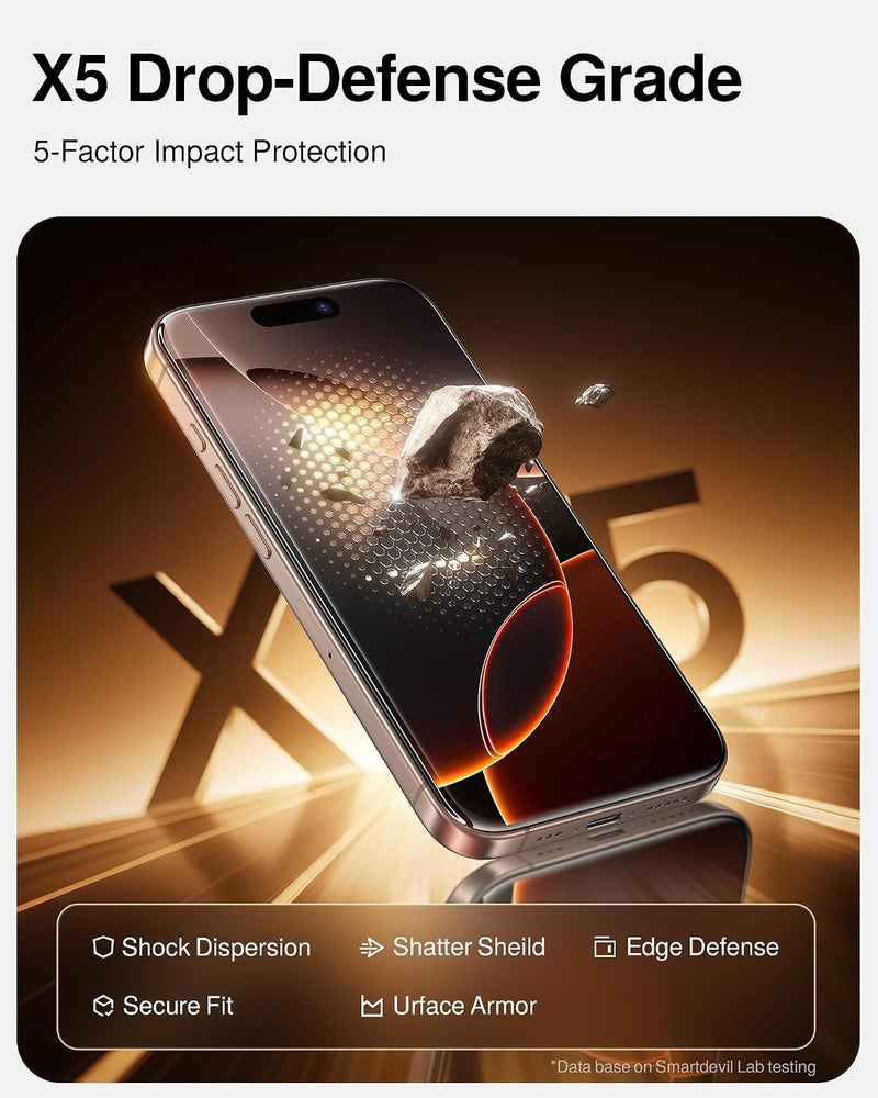 سمارت ديفل حزمة من 2 زجاج مقسى لـ iPhone 16 Pro Max، واقي شاشة عالي الوضوح كريستال، صلابة 9H، حماية من السقوط بدرجة عسكرية، خالٍ من الفقاعات وسهل التركيب، تصميم متوافق مع الحافظات - Image 5