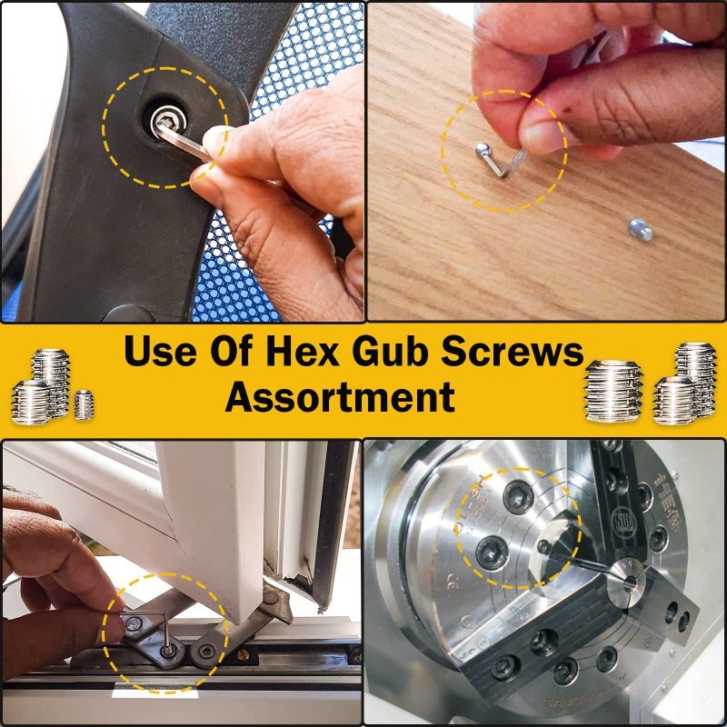 Fixxely Cone Point Set Screws 48 Pcs (M3 M4 M5 M6) Hex Head - Metric 304 Stainless Steel Grub Screws Assorted Sizes Ideal For Home Repairs  Bathroom Fixtures And More - Image 4