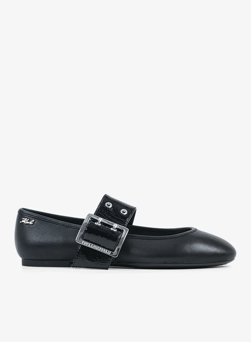 Karl Lagerfeld Karo Buckle Strap Ballerinas