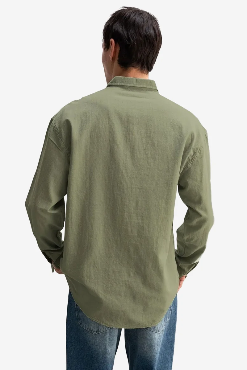 Giesto Khaki Green GIESTO Cotton Oversized Button-Up Shirt for Men | Best Price UAE