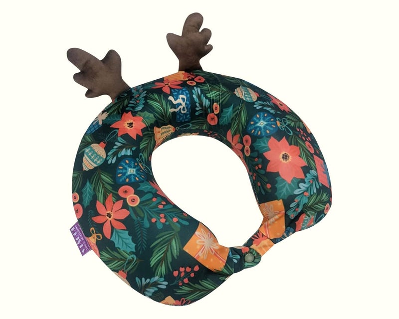 Viaggi Kids Travel Reindeer Neck PillowTravel Essentials for Kids Road TripSoft Memory Foam Neck Pillows for AirplaneCar SeatTraveling for BoysGirls Forest Green - Image 4