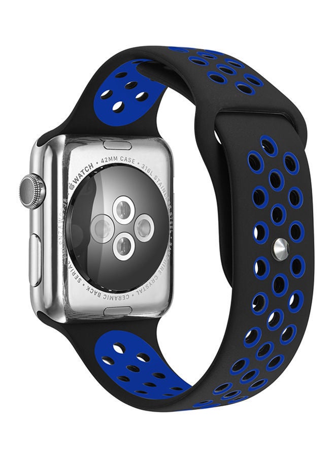 NIBEMINENT Replacement Band For Apple Watch Series 1/2/3 42mm Black/Blue - Image 1