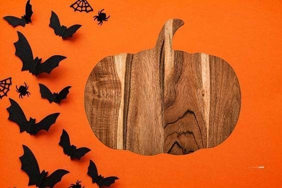 Affinity Decor Halloween Pumpkin Shaped Wood Cutting Board for kitchen Decoration, Gothic Cutting Boards with Handle, Charcuterie Wooden Boards, Serving Platter (Pumpkin Board 12"L x 13"W) - Image 5