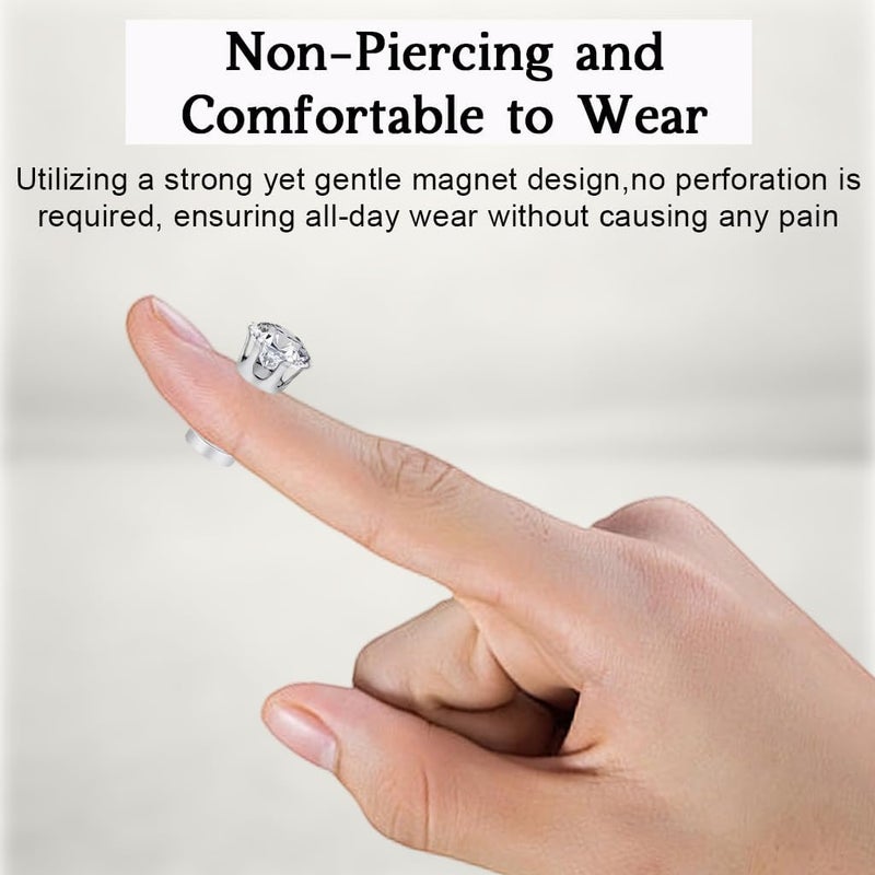 HANNEA® 5 Pairs Clip-On Stud Earrings for Women, Non-Pierced 4-8mm Round Cubic Zirconia, Rhinestone Shiny Earring Set, Comfort Fit Jewelry - Image 2