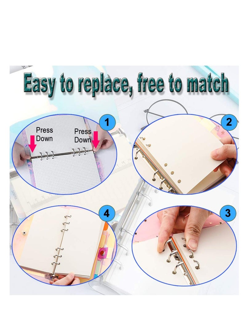 KASTWAVE 2 PCS A5 Rainbow Soft PVC Notebook Binder, Refillable Paper PVC Binder, Loose Leaf Personal Planner Binder, Clear Soft PVC Notebook Cover - Image 4