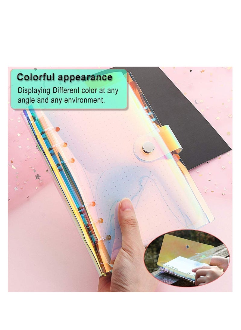 KASTWAVE 2 PCS A5 Rainbow Soft PVC Notebook Binder, Refillable Paper PVC Binder, Loose Leaf Personal Planner Binder, Clear Soft PVC Notebook Cover - Image 5