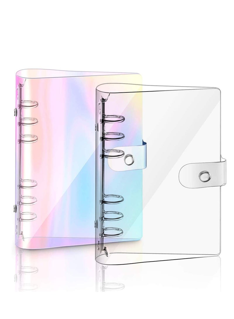 KASTWAVE 2 PCS A5 Rainbow Soft PVC Notebook Binder, Refillable Paper PVC Binder, Loose Leaf Personal Planner Binder, Clear Soft PVC Notebook Cover - Image 1