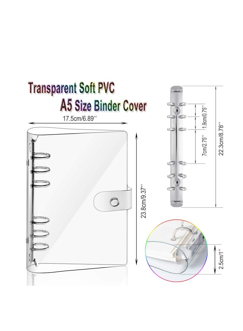 KASTWAVE 2 PCS A5 Rainbow Soft PVC Notebook Binder, Refillable Paper PVC Binder, Loose Leaf Personal Planner Binder, Clear Soft PVC Notebook Cover - Image 3