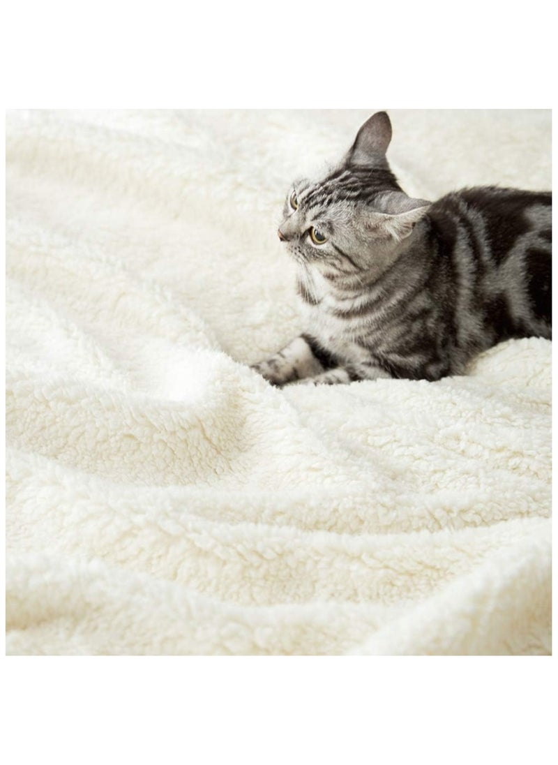 Fabienne - Sherpa Blanket Single Size Twin Plush Bed Blanket Throw Blanket Flannel Fleece Reversible Lamb Blanket Warm and Plush Travel Blanket Off White 160x220 cm - Image 1