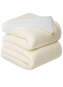 Fabienne Sherpa Blanket Single Size Twin Plush Bed Blanket Throw Blanket Flannel Fleece Reversible Lamb Blanket Warm and Plush Travel Blanket Off White 160x220 cm  - Image 4