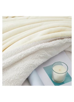 Fabienne Sherpa Blanket Single Size Twin Plush Bed Blanket Throw Blanket Flannel Fleece Reversible Lamb Blanket Warm and Plush Travel Blanket Off White 160x220 cm  - Image 5