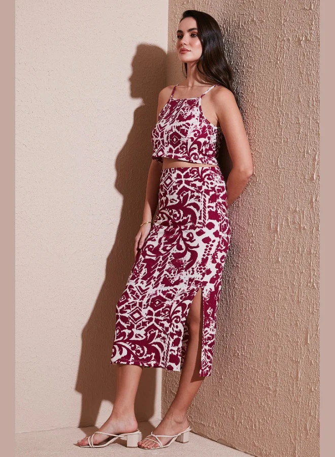 Lela Lela Slim Fit Rope Strap Slit Midi Top-Bottom Set Women's SET 5865726