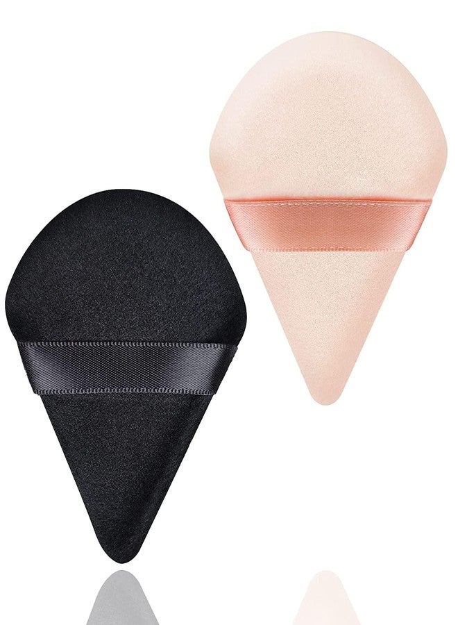 Felofix 2 Pieces Powder Puff Face Soft Triangle for Loose and Body Powder, Velour Makeup and Foundation Blending Sponges Set Beauty Blender Tools(Multicolor) - Image 1