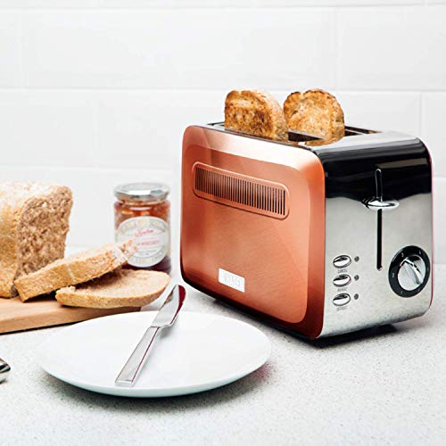 Haden Boston Copper Pyramid 2-Slice Toaster with Variable Browning Control, Removable Crumb Tray, Defrost & Reheat Functions - Sleek Retro Design - Image 2