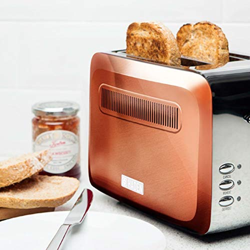 Haden Boston Copper Pyramid 2-Slice Toaster with Variable Browning Control, Removable Crumb Tray, Defrost & Reheat Functions - Sleek Retro Design - Image 4