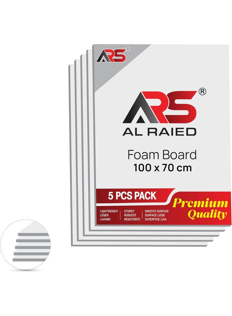 الرائد لوح فوم أبيض من ARS، 70 × 100 سم (عبوة من 5 قطع)، سمك 5 مم - Image 1