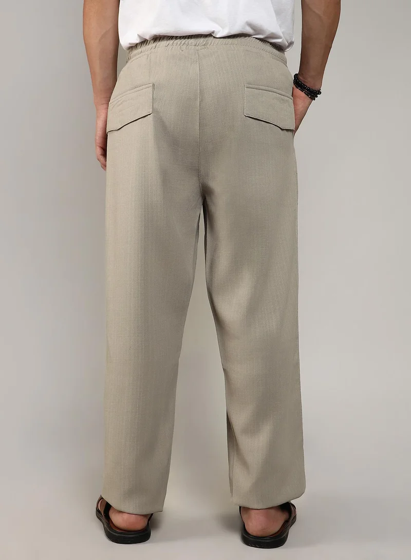 Campus Sutra  Lightweight - Tailored Linen-Blend Trousers for Men | Best Price UAE