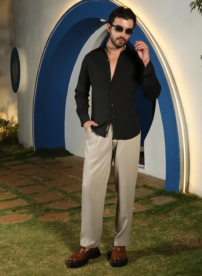 Campus Sutra  Lightweight - Tailored Linen-Blend Trousers for Men | Best Price UAE