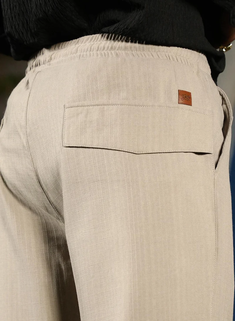 Campus Sutra  Lightweight - Tailored Linen-Blend Trousers for Men | Best Price UAE