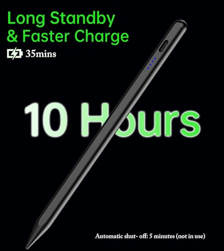 CMARS Stylus Pen for iPad 2018-2025, Pencil for Pad 9th&10th Generation with Tilt, Palm Rejection, Pencil Compatible with Apple iPad 6/7/8/9/10/A16, Pro 11"/12.9"/13"/M4, Mini 5/6, Air 3/4/5/M2/M3 - Black - Image 3