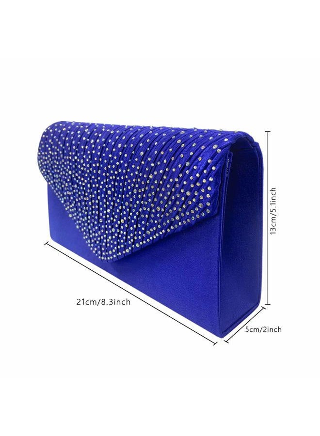 Groupcow Ladies Evening Handbags Bridal Wedding Bag Handbag (Royal Blue) - Image 4