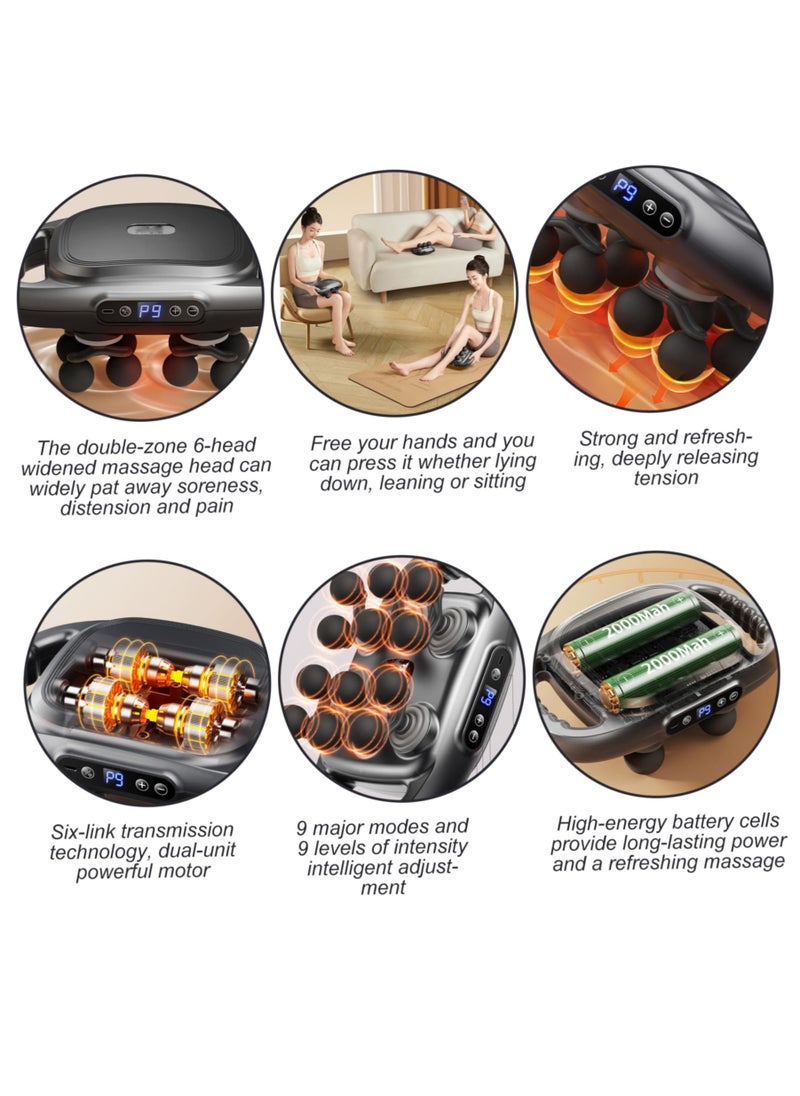 Vparty 12 Head Massage Gun Tissue, Percussion Massage Gun, 12-Head Cordless Handheld Muscle with Heat, 9 Levels Rechargeable Thigh Massager Body Muscle Pain Relief  - Image 3