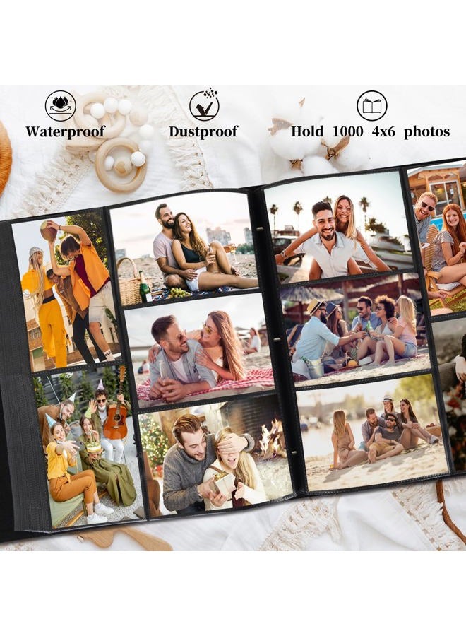 Artmag Photo Album 4x6 1000 Photos, Large Capacity Wedding Family Leather Cover Picture Albums Holds Horizontal and Vertical 4x6 Photos with Black Pages(Dark Green) - Image 3