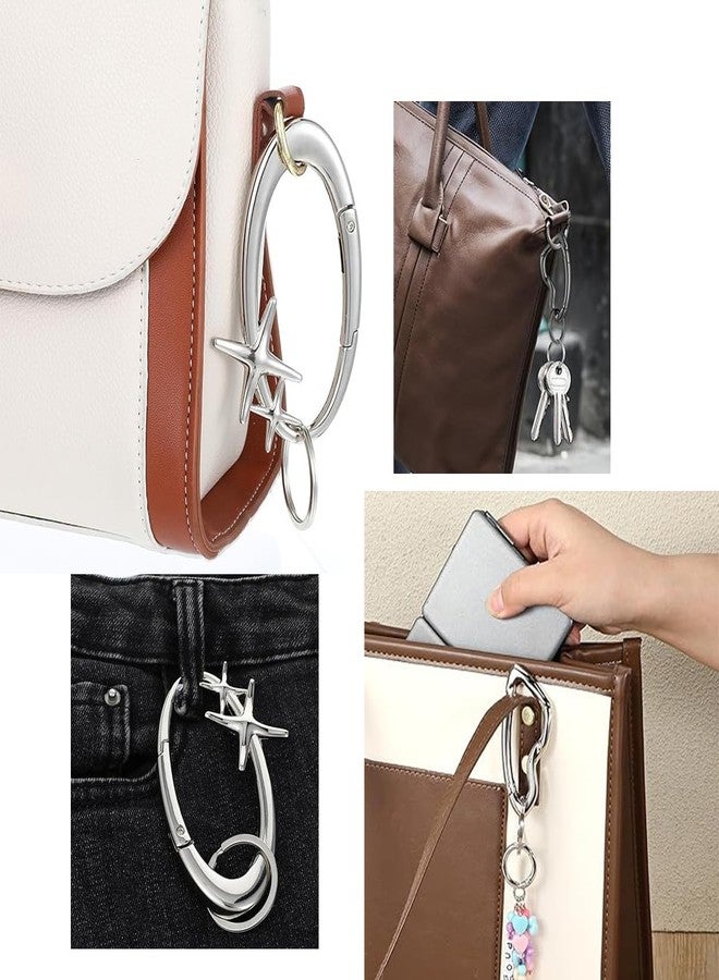 Leechy 2 Pcs Y2K Cute Star and Irregular Carabiner Keychain Set, Cool Belt Loop Clip and Heavy Duty Metal Key Ring Holder for Backpack Purse Car Keys Accessories - Image 3