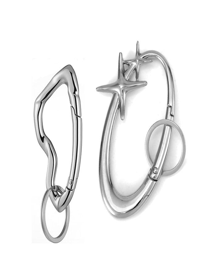 Leechy 2 Pcs Y2K Cute Star and Irregular Carabiner Keychain Set, Cool Belt Loop Clip and Heavy Duty Metal Key Ring Holder for Backpack Purse Car Keys Accessories - Image 1