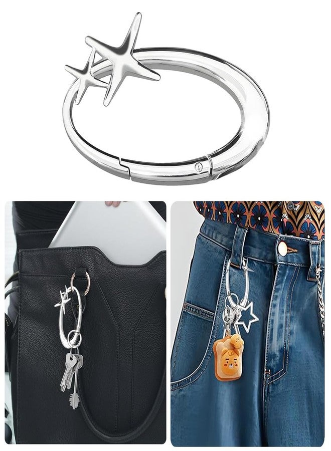 Leechy 2 Pcs Y2K Cute Star and Irregular Carabiner Keychain Set, Cool Belt Loop Clip and Heavy Duty Metal Key Ring Holder for Backpack Purse Car Keys Accessories - Image 4