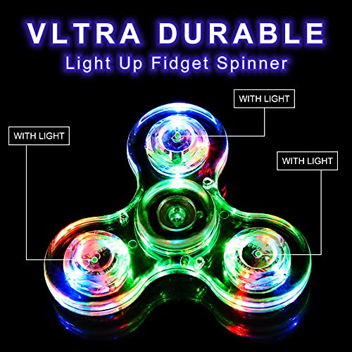 SCIONE 5 Pack LED Light Up Fidget SpinnersGlow in The Dark Sensory Toys for KidsFidget Stress Toys for Anxiety ReliefParty FavorsClassroom PrizesStocking Stuffers - Image 5