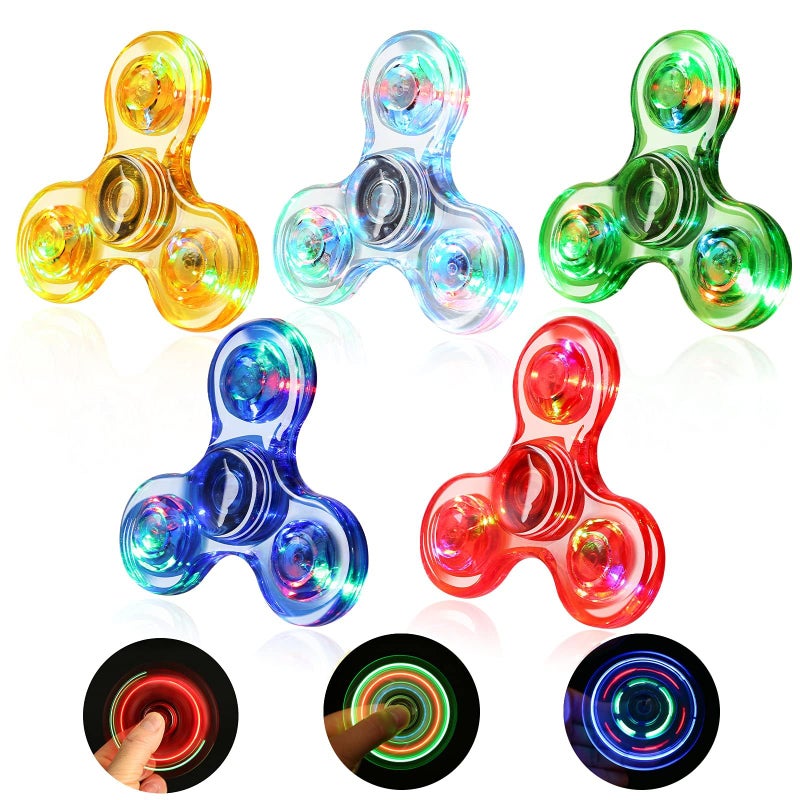 SCIONE 5 Pack LED Light Up Fidget SpinnersGlow in The Dark Sensory Toys for KidsFidget Stress Toys for Anxiety ReliefParty FavorsClassroom PrizesStocking Stuffers - Image 3