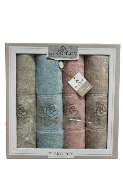 Al Srouge towel set, consisting of 4 pieces, 100% cotton