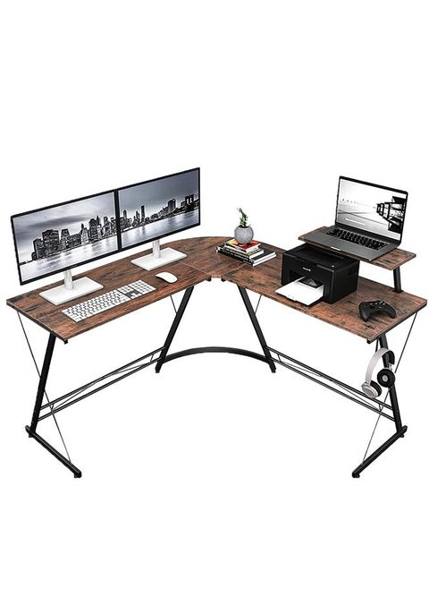 Neostyle L Shaped Gaming Computer Desk Rustic Brown