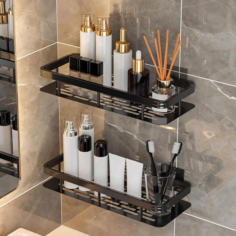 MIORAH 2 Pack Self Adhesive Bathroom Shelf – No Drill Rustproof Wall Organizer Rack for Toiletries & Shower Storage - Image 1