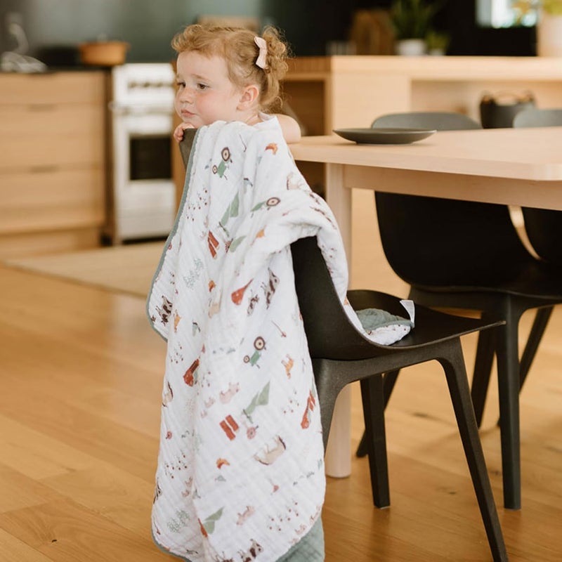 Little Unicorn Farmyard Cotton Muslin Quilt Blanket - Image 5