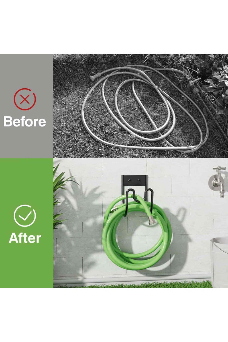 Aideli Metal Garden Hose Holder, Heavy Duty Wall Mounted Hose Hanger for Outdoor Yard, Durable Hose Hook for Water Hose, Extension Cord & Car Washing (1 Pack) - Image 2